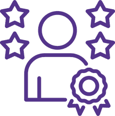 A person with four stars and an award rosette