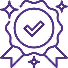 An award rosette with a tick